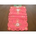 Tapestry Trading Tapestry Trading FQ31719-1436 14 x 36 in. Embroidered Christmas Poinsettia And Candles Cutwork Table Runner; Red FQ31719/1436
